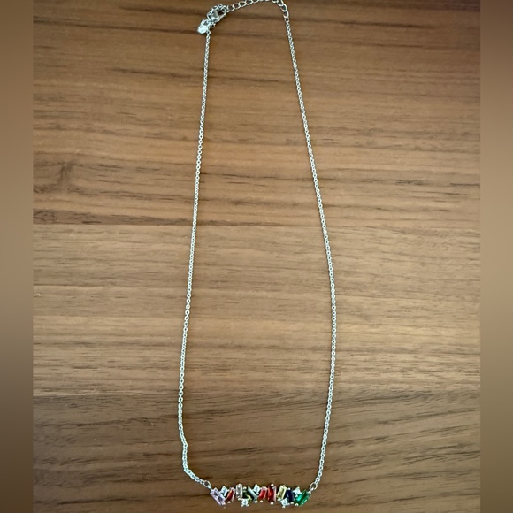 Multicolor Gemstone White Gold Plated Necklace - Picture 1 of 3